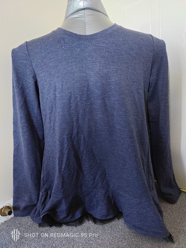 Blue sweatshirt with black net border